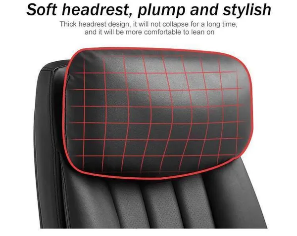 Photo 5: Close-up of the padded headrest of the Brett Exec office chair