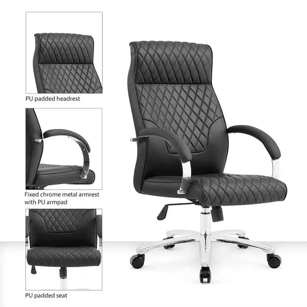Photo 3: Julie Style with close-ups of the padded headrest, fixed chrome armrest and padded seat
