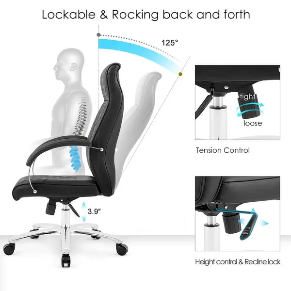 Photo 5: Julie Style rocking back to 125 degrees, with tension control, height control and recline lock
